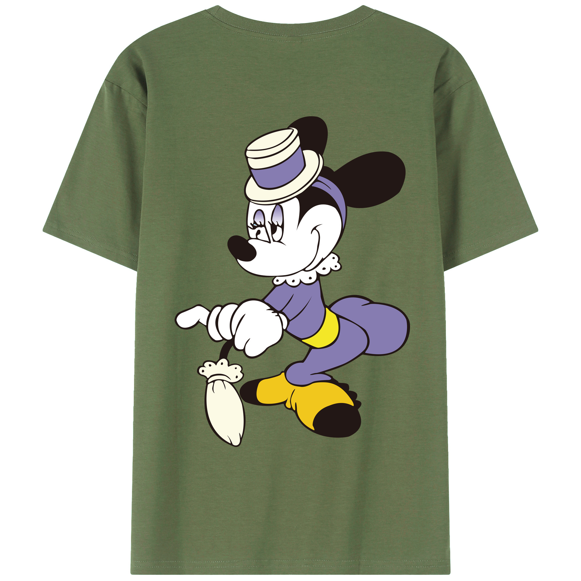 ミッキーマウス Mickey Mouse 綿100％ メンズ半袖Tシャツ（バックプリント） 通気性